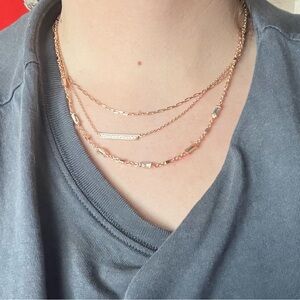 Kendra Scott Triple Strand Rose Gold Necklace
